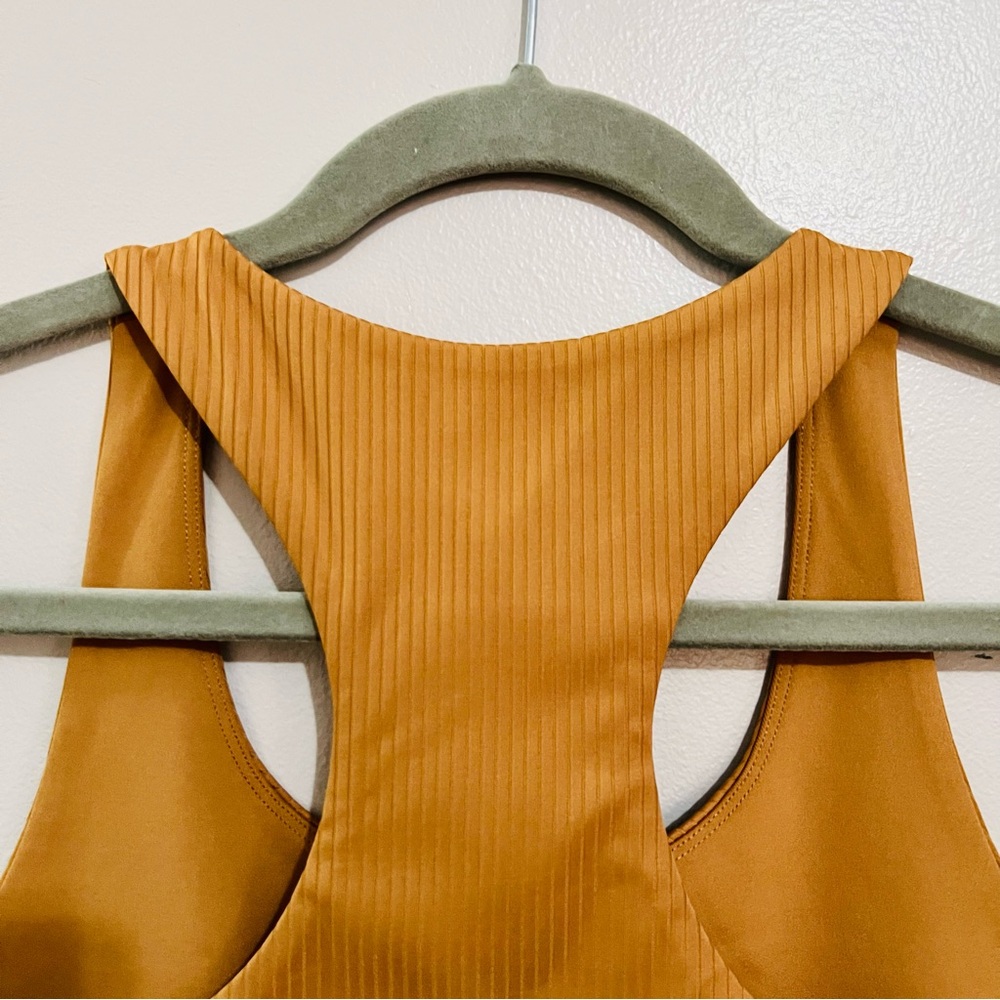 NWT Girlfriend Collective Rib Paloma Bra & Rib Bike Shorts Set in Toffee Brown - Picture 5 of 16